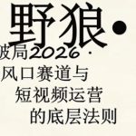 野狼团队·多平台实操运营课，覆盖AI口播、服装、好物、漫剪等热门玩法（更新4月）