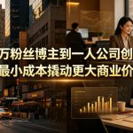 从百万粉丝博主到一人公司创始人，用最小成本撬动更大商业价值